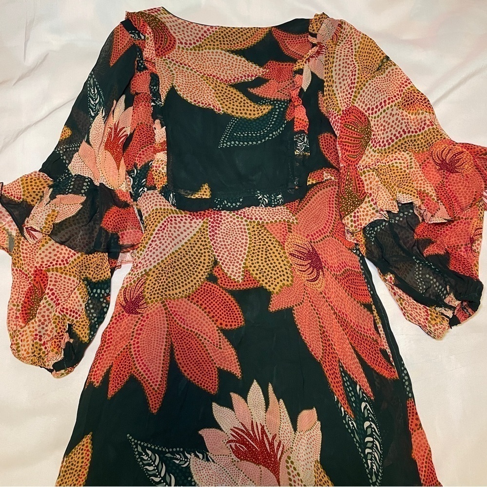 NEW! Farm Rio- Floral V Neck Maxi Dress Size XS PETITE Green Boho Summer - Picture 6 of 9
